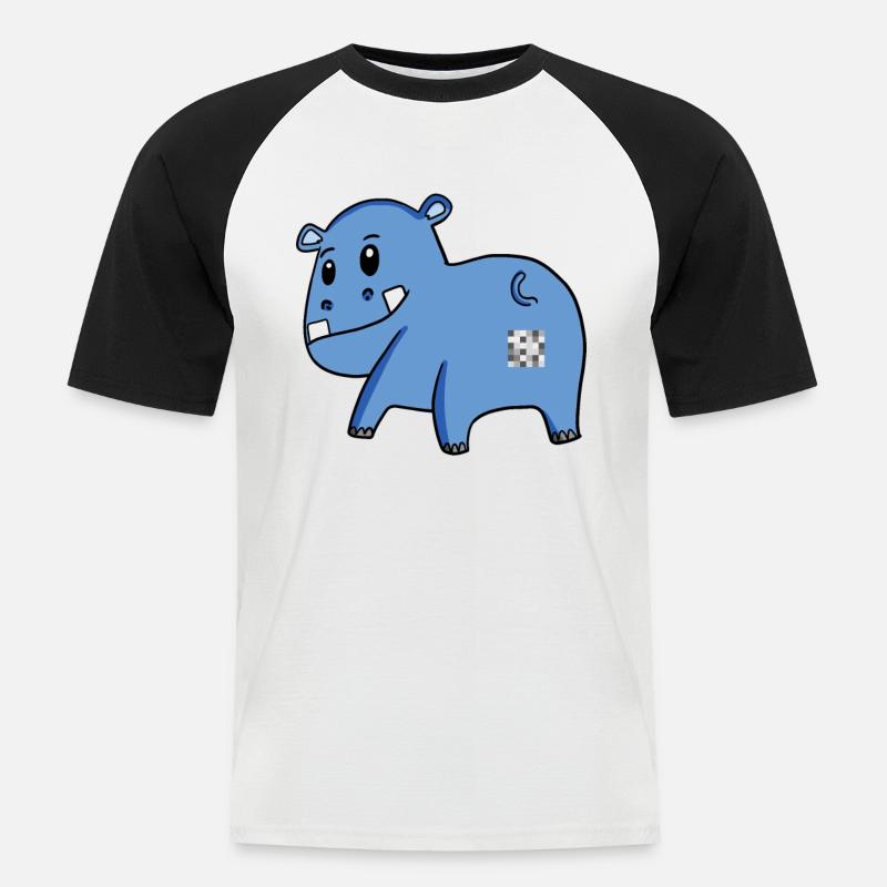 Nilpferd Arsch - Nilpferd Hintern - Männer Baseball-T-Shirt - Weiß/Schwarz