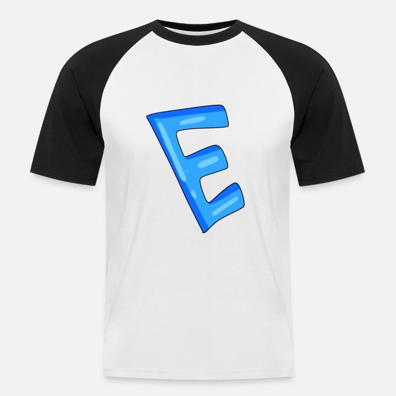 Buchstabe E Anfangsbuchstabe - Männer Baseball-T-Shirt - Weiß/Schwarz