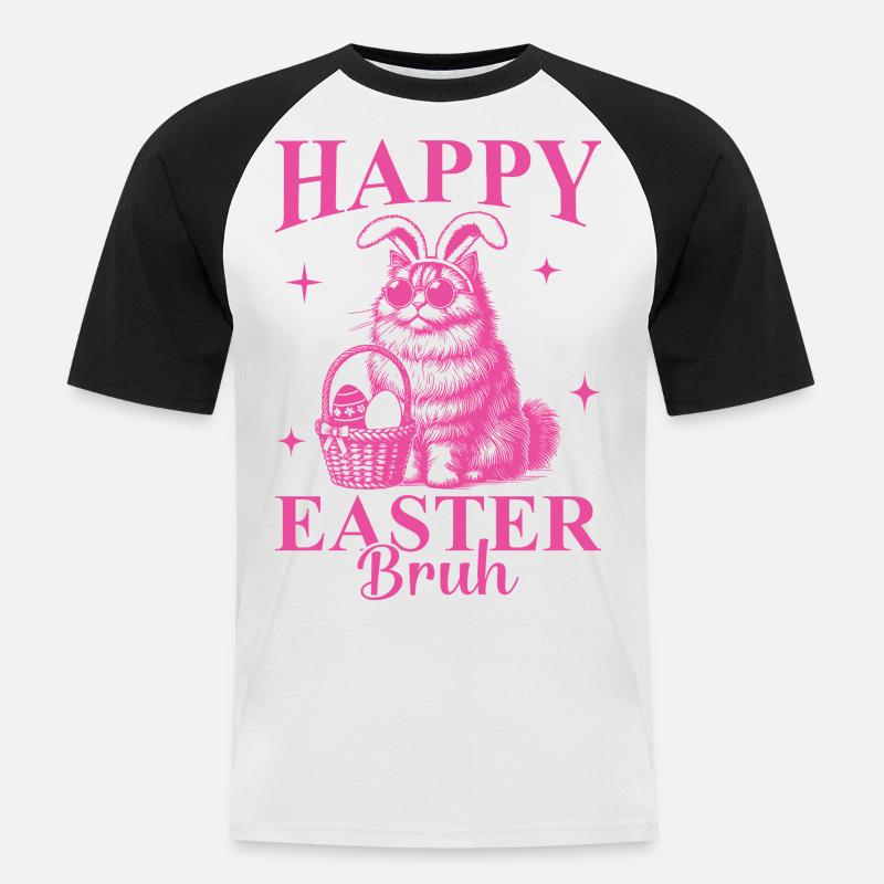 Happy Easter Bruh - Männer Baseball-T-Shirt - Weiß/Schwarz