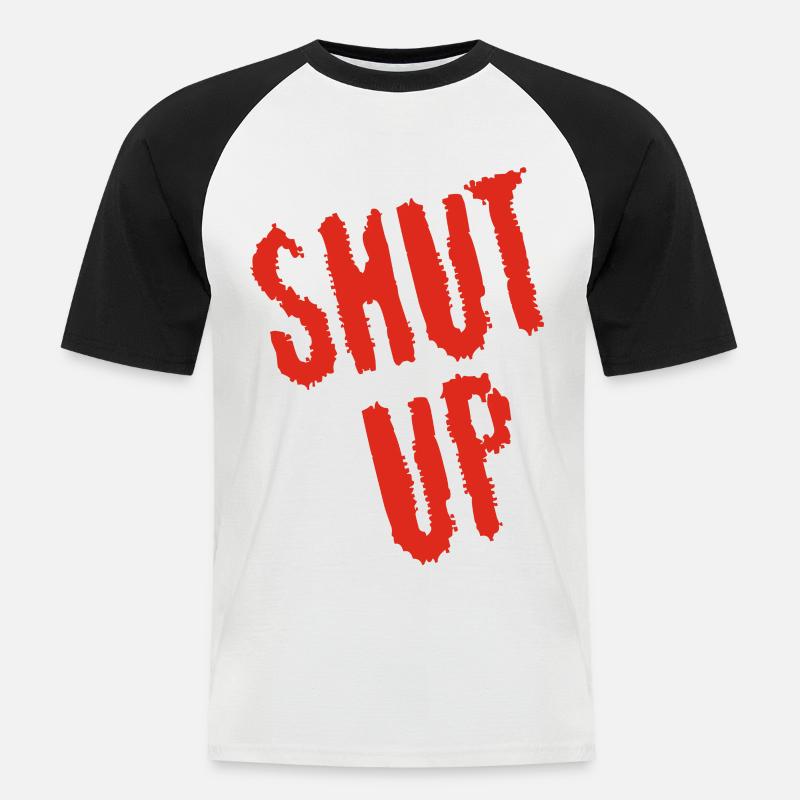Sei still! (rot) - Männer Baseball-T-Shirt - Weiß/Schwarz