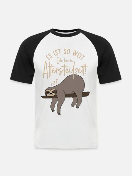 Faultier Es ist so weit Ich bin in Altersteilzeit - Männer Baseball-T-Shirt - Weiß/Schwarz