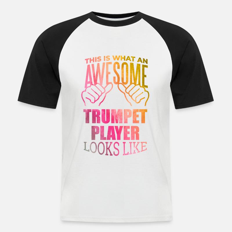 Trompete - Männer Baseball-T-Shirt - Weiß/Schwarz