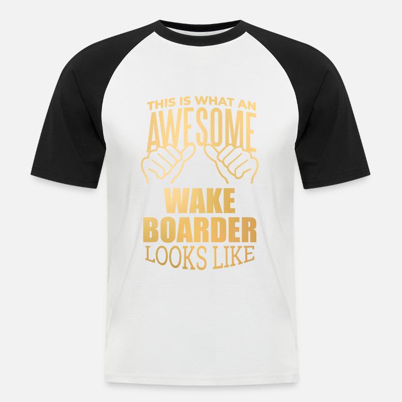 Wakeboard - Männer Baseball-T-Shirt - Weiß/Schwarz