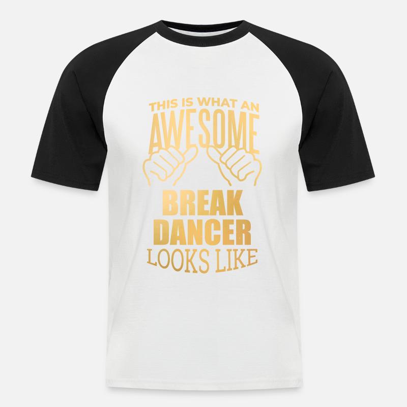 Breakdancer - Männer Baseball-T-Shirt - Weiß/Schwarz