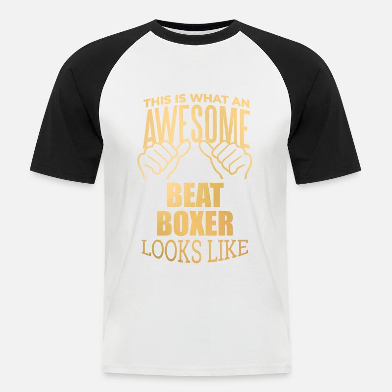 Beatboxer - Männer Baseball-T-Shirt - Weiß/Schwarz