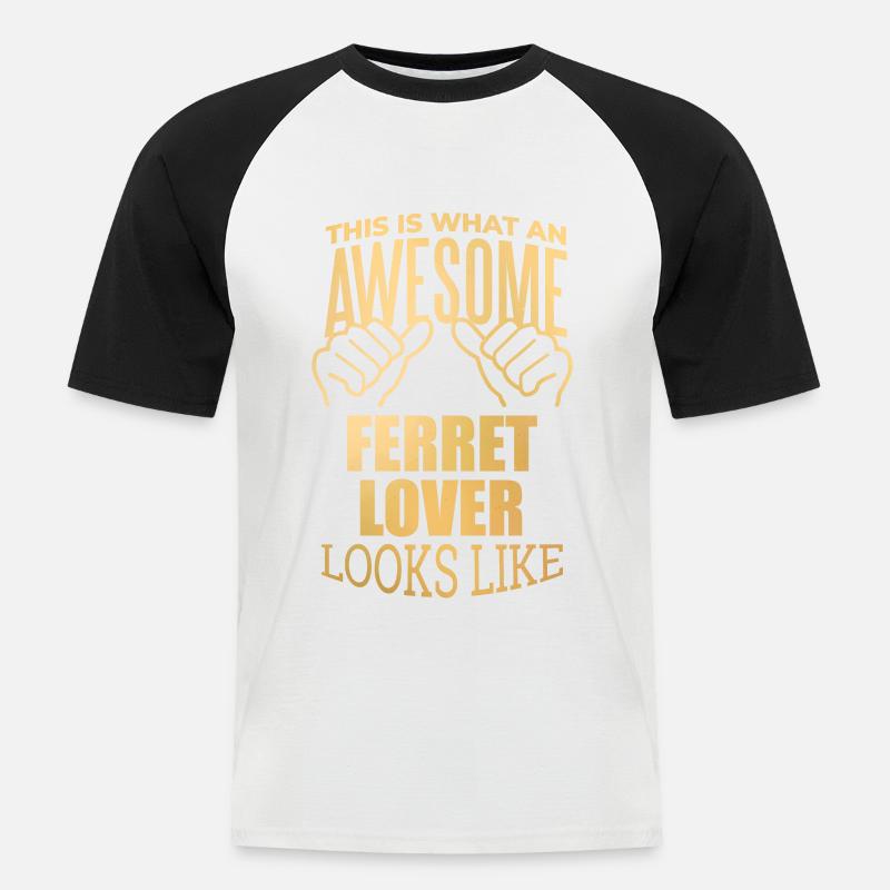 Frettchen - Männer Baseball-T-Shirt - Weiß/Schwarz