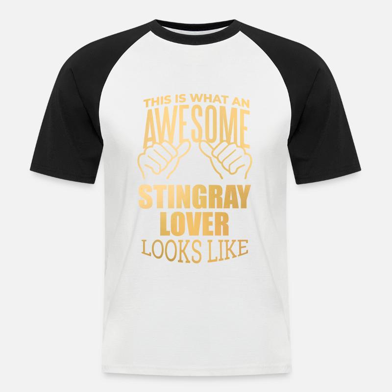 Stachelrochen - Männer Baseball-T-Shirt - Weiß/Schwarz