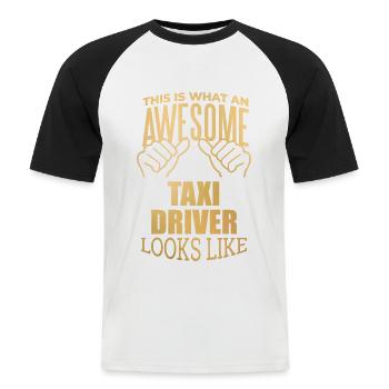 Taxifahrer - Männer Baseball-T-Shirt - Weiß/Schwarz - Vorne - Nik (191cm)