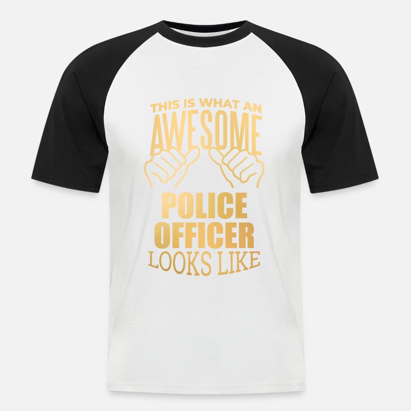 Polizei - Männer Baseball-T-Shirt - Weiß/Schwarz