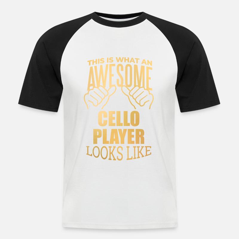 Cello - Männer Baseball-T-Shirt - Weiß/Schwarz