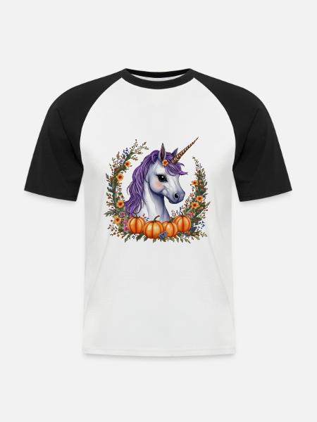 halloween pony - Men's Baseball T-Shirt - white/black