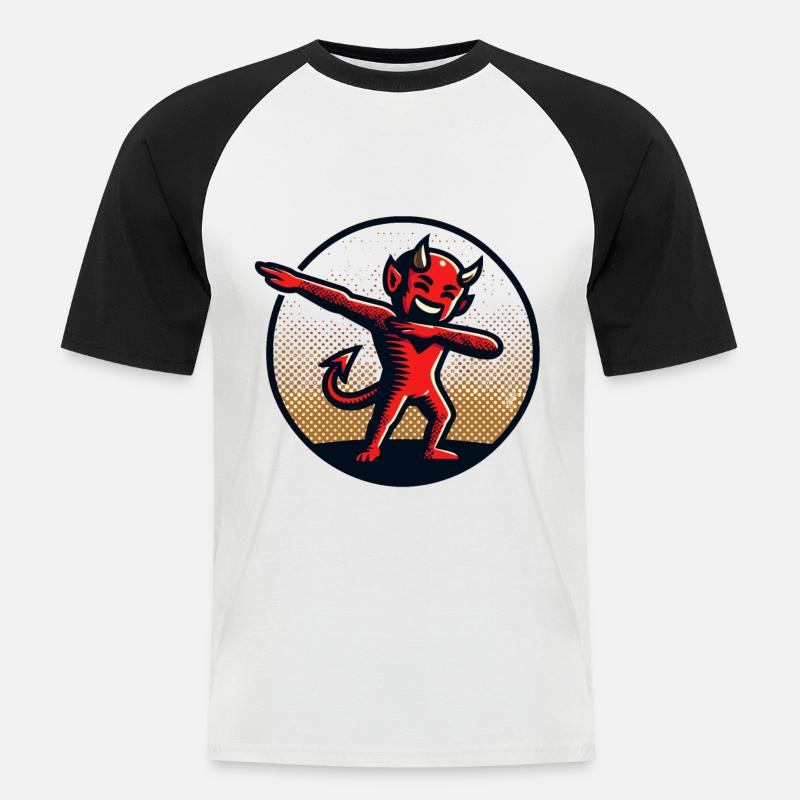 Dabbing Devil Funny Dabbing Design - Men's Baseball T-Shirt - white/black