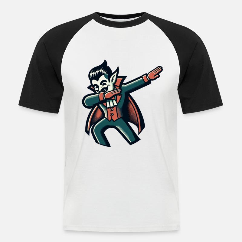 Dabbender Vampir Lustiges Dabbing Design - Männer Baseball-T-Shirt - Weiß/Schwarz