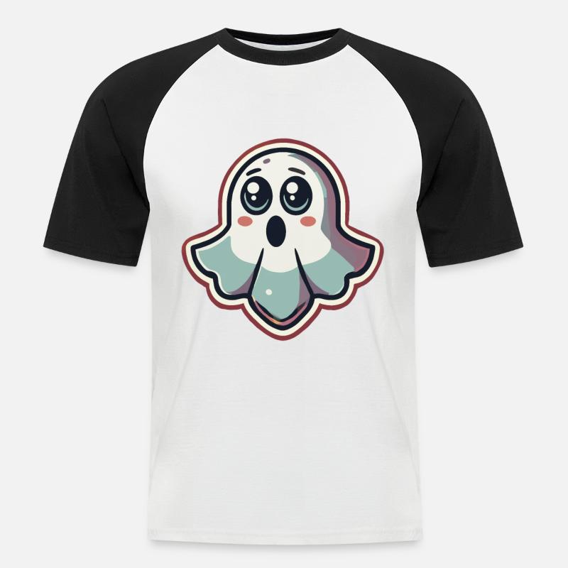 Scared Ghost Funny Ghost Design - Men's Baseball T-Shirt - white/black