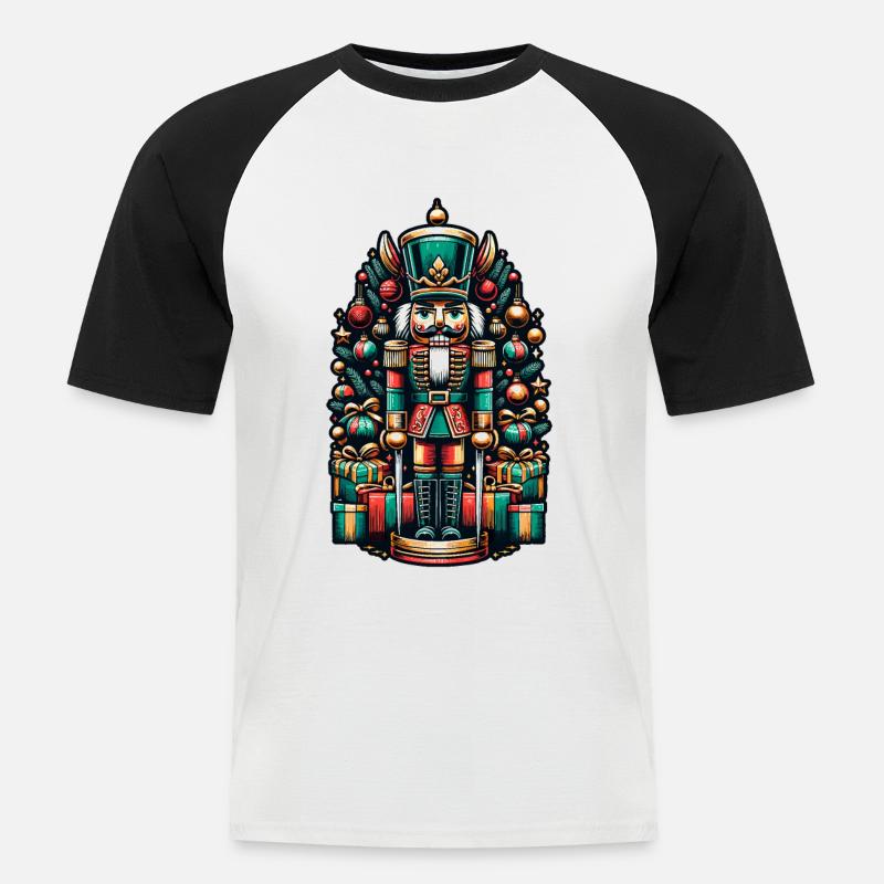 Weihnachtlicher Nussknacker Mit Geschenken - Männer Baseball-T-Shirt - Weiß/Schwarz