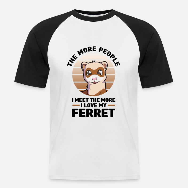 Frettchen - Männer Baseball-T-Shirt - Weiß/Schwarz