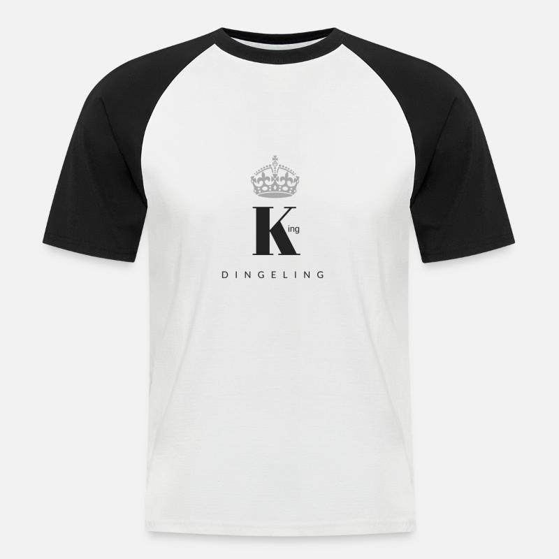 King Dingeling - Männer Baseball-T-Shirt - Weiß/Schwarz