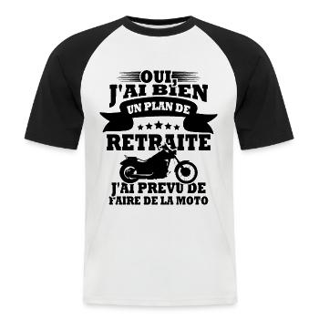 Plan de retraite faire de la moto - T-shirt baseball manches courtes Homme - blanc/noir - Devant - Nik (191cm)