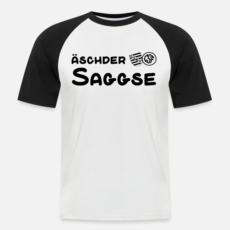 Äschder Saggse - Männer Baseball-T-Shirt - Weiß/Schwarz