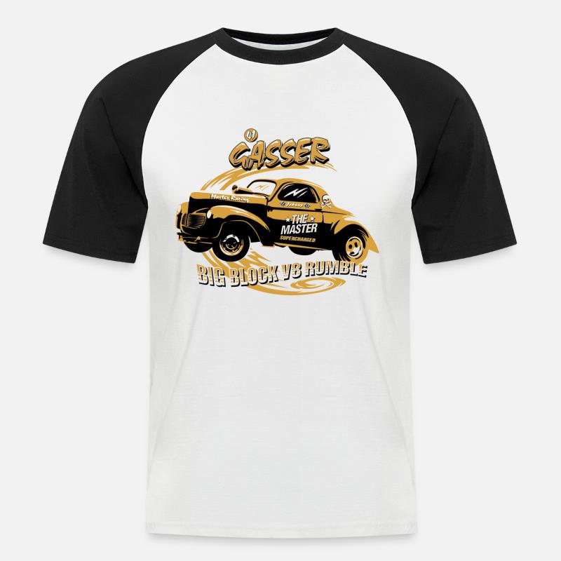 Gasser - Männer Baseball-T-Shirt - Weiß/Schwarz