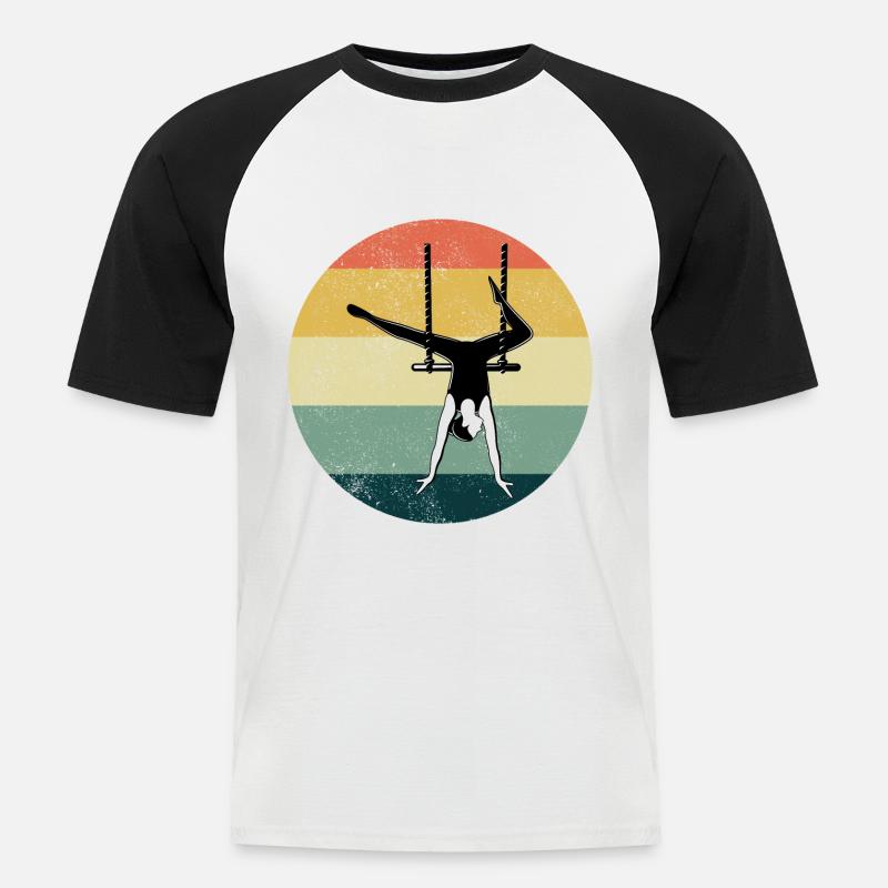 Trapezista Statico Ginnastica Circo Vintage - Maglia da baseball a manica corta da uomo - bianco/nero