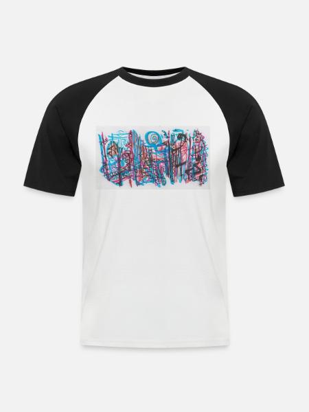 240702 0 - Männer Baseball-T-Shirt - Weiß/Schwarz