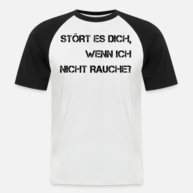 Nichtraucher - Männer Baseball-T-Shirt - Weiß/Schwarz
