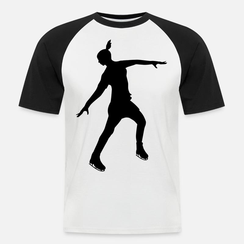 Eiskunstläuferin in stabiler Pose - Männer Baseball-T-Shirt - Weiß/Schwarz