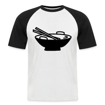 nourriture asiatique - T-shirt baseball manches courtes Homme - blanc/noir - Devant - Nik (191cm)