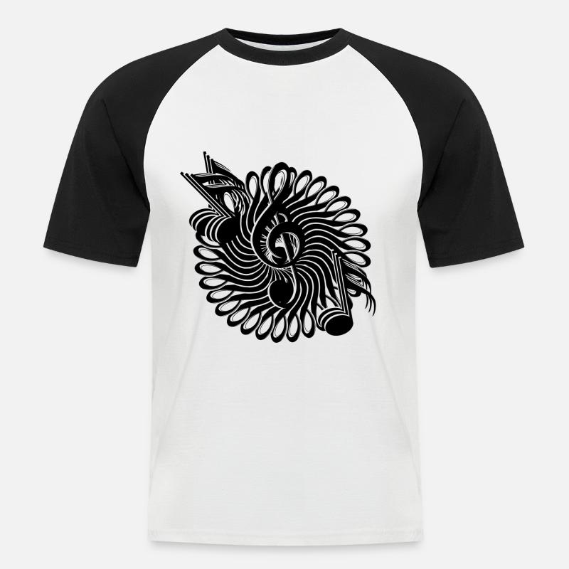 Note keys and notes pattern - Men's Baseball T-Shirt - white/black