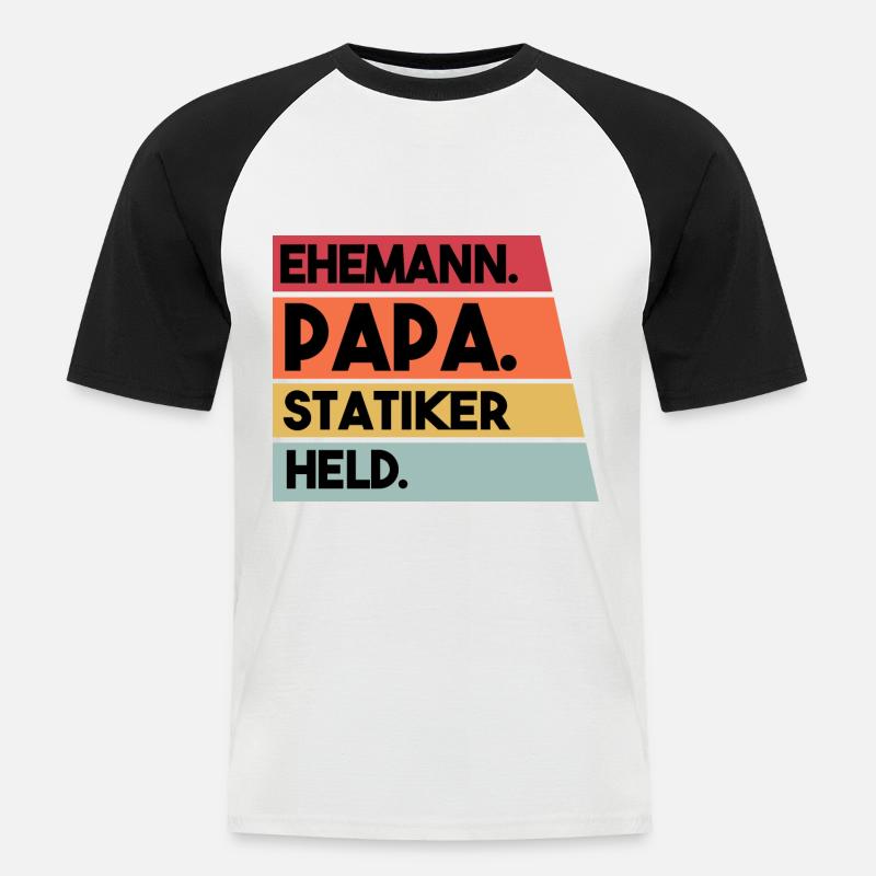 Ehemann Papa Statiker Held - Männer Baseball-T-Shirt - Weiß/Schwarz