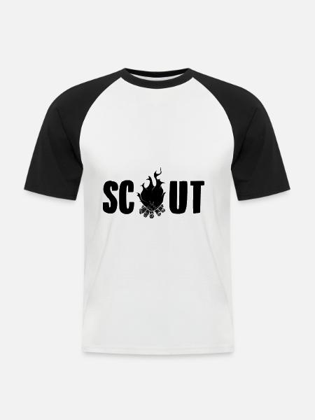 Scout disant | Cadeaux insignes de camp de tente - T-shirt baseball manches courtes Homme - blanc/noir