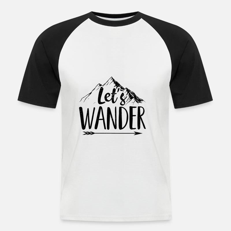 Wander | Wandern Wanderer Bergsteiger Geschenkidee - Männer Baseball-T-Shirt - Weiß/Schwarz