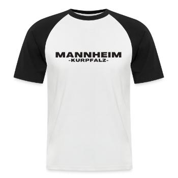 Mannheim Kurpfalz - Männer Baseball-T-Shirt - Weiß/Schwarz - Vorne - Nik (191cm)