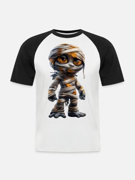 Scary Mummy #lovely toons - Men's Baseball T-Shirt - white/black