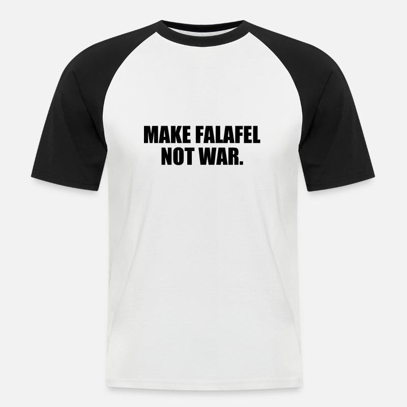 Make falafel not war - Männer Baseball-T-Shirt - Weiß/Schwarz