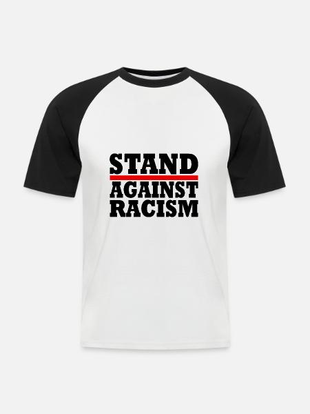 Stand against racism - Men's Baseball T-Shirt - white/black
