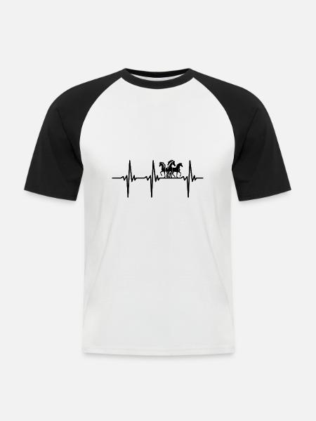 Herzschlag für stolze Wildpferde - Männer Baseball-T-Shirt - Weiß/Schwarz