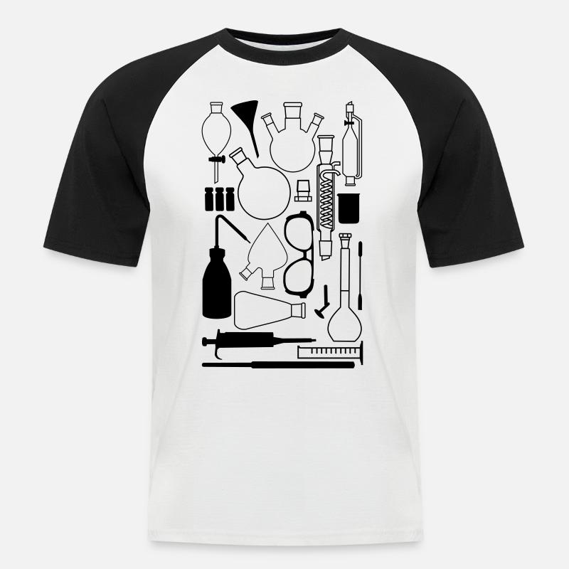 Laborgeräte - Männer Baseball-T-Shirt - Weiß/Schwarz