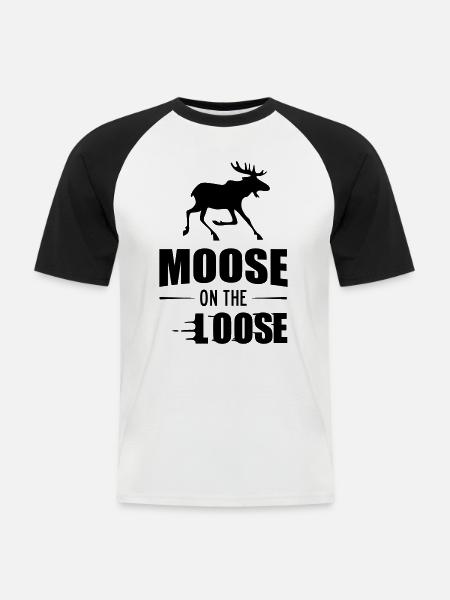 Moose On The Loose - Männer Baseball-T-Shirt - Weiß/Schwarz