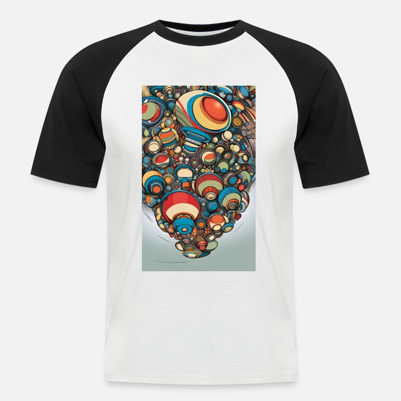 Abstrakte Karikatur von Tech-Sphären - Männer Baseball-T-Shirt - Weiß/Schwarz