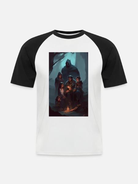 Dunkle Fantasy-Familiengeschichten - Männer Baseball-T-Shirt - Weiß/Schwarz