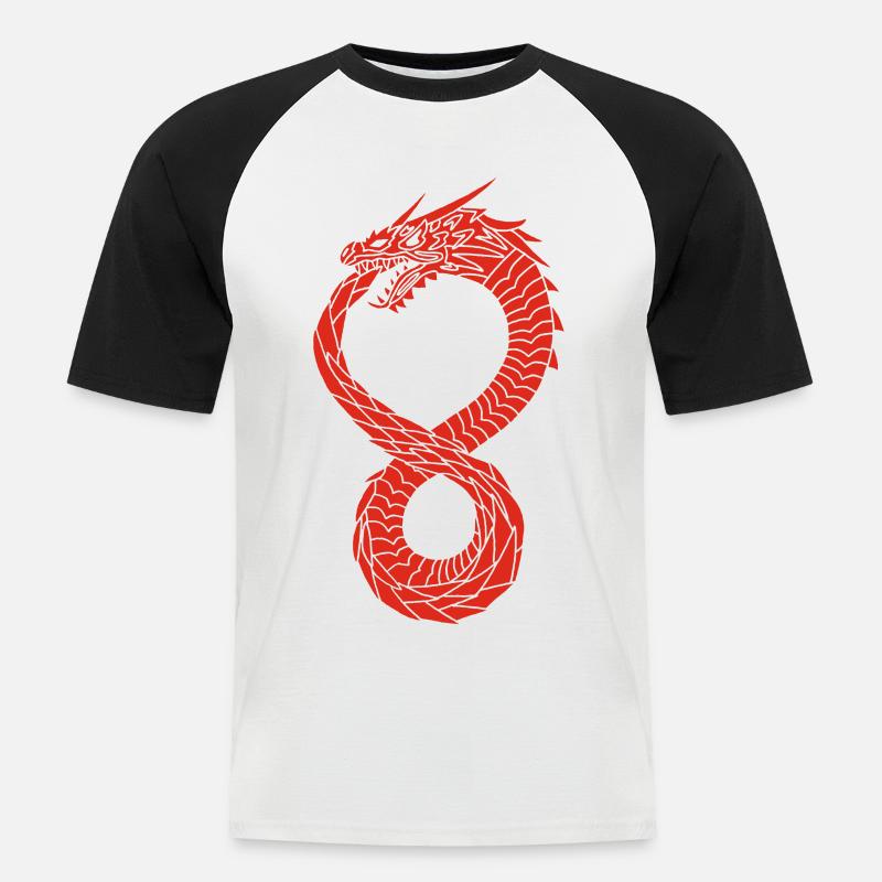 Roter unendlicher Drache - Männer Baseball-T-Shirt - Weiß/Schwarz