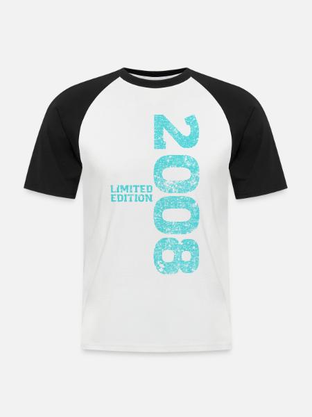 Limited Edition 2008 18th Birthday Gift - Men's Baseball T-Shirt - white/black