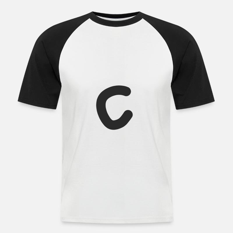 Buchstabe C - Männer Baseball-T-Shirt - Weiß/Schwarz