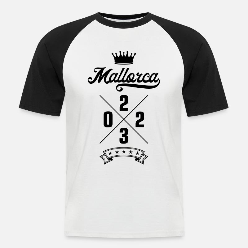 Mallorca 2023 - Männer Baseball-T-Shirt - Weiß/Schwarz
