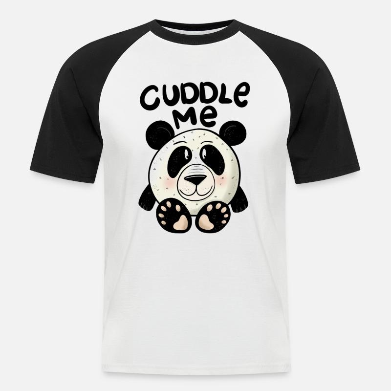 Panda Cuddle me - Männer Baseball-T-Shirt - Weiß/Schwarz