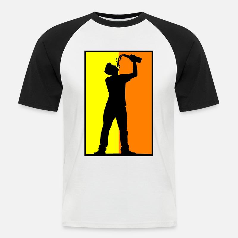 Trinker Bier - Männer Baseball-T-Shirt - Weiß/Schwarz