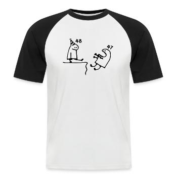 48 years: Farewell age 47 years, Happy 48th birthday - Men's Baseball T-Shirt - white/black - Front - Nik (191cm)
