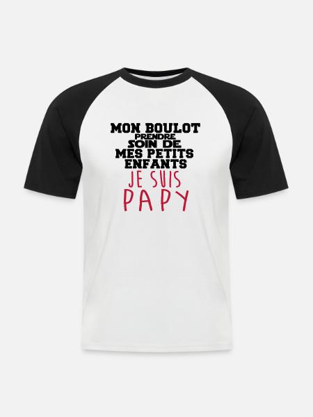 je suis papy - T-shirt baseball manches courtes Homme - blanc/noir
